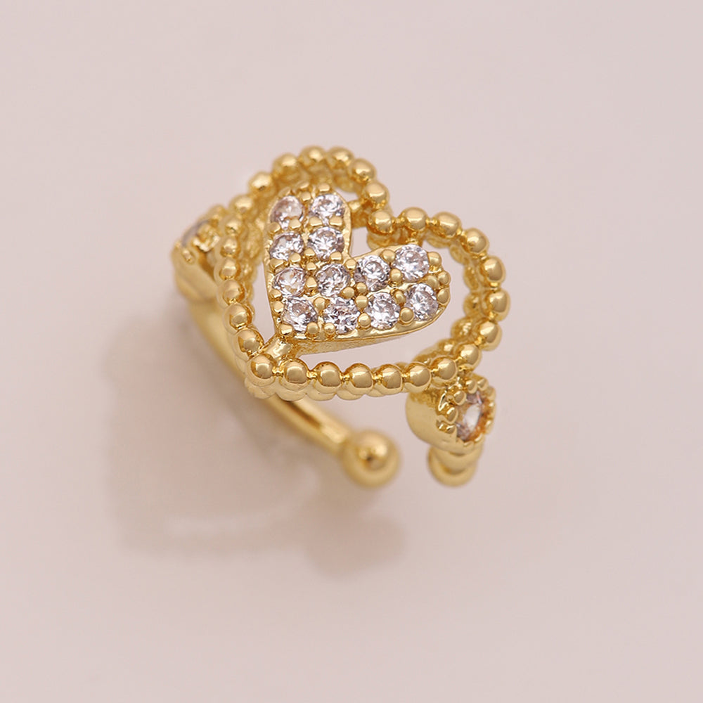 1 Piece Ig Style Simple Style Round Heart Shape Butterfly Plating Inlay Copper Zircon 18k Gold Plated Ear Cuffs