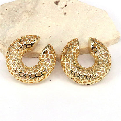 1 Pair Simple Style C Shape Plating Hollow Out Copper 18k Gold Plated Ear Cuffs