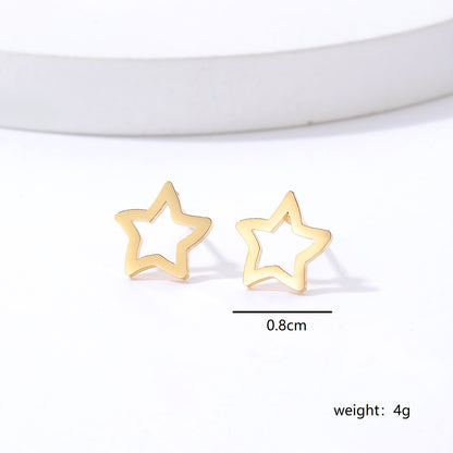 Simple Style Triangle Heart Shape Flower Plating Steel Ear Studs