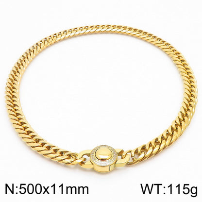 Wholesale Hip-hop Retro Geometric Solid Color Titanium Steel Plating Chain Jewelry Set