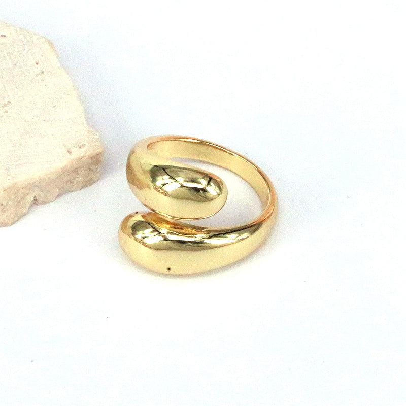 Vintage Style Round Solid Color Copper Gold Plated Open Rings In Bulk