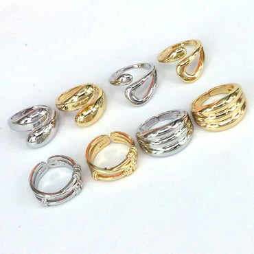 Vintage Style Round Solid Color Copper Gold Plated Open Rings In Bulk