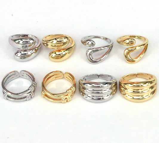 Vintage Style Round Solid Color Copper Gold Plated Open Rings In Bulk