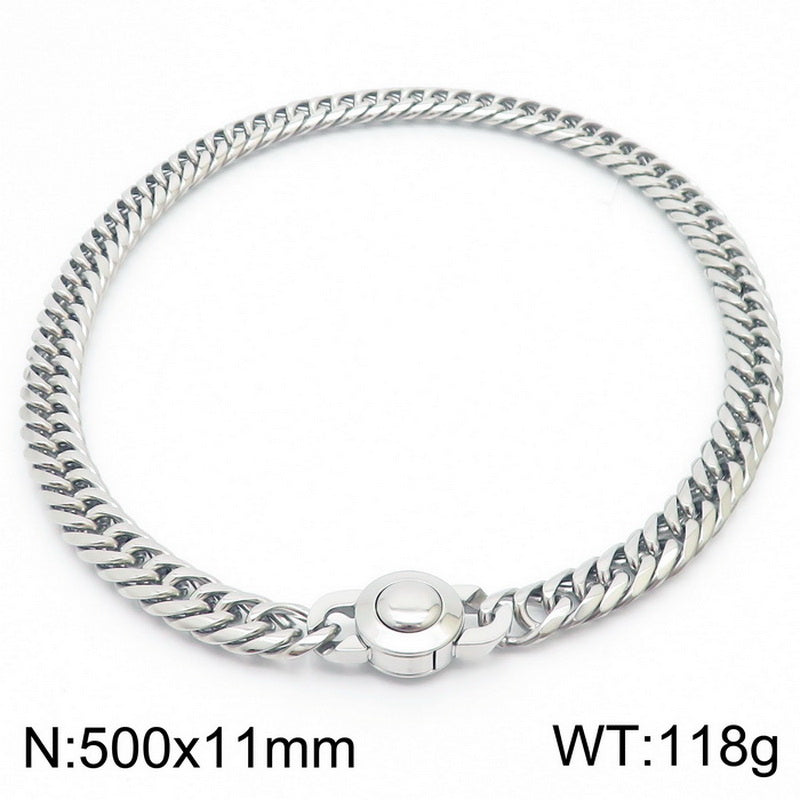 Wholesale Hip-hop Retro Geometric Solid Color Titanium Steel Plating Chain Jewelry Set