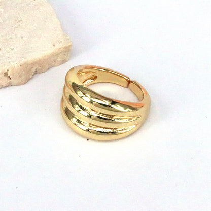 Vintage Style Round Solid Color Copper Gold Plated Open Rings In Bulk