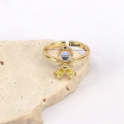 Ig Style Vintage Style Simple Style Mermaid Copper Gold Plated Zircon Open Rings In Bulk