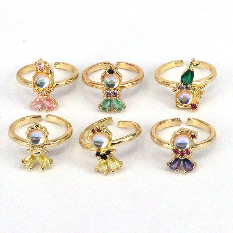 Ig Style Vintage Style Simple Style Mermaid Copper Gold Plated Zircon Open Rings In Bulk