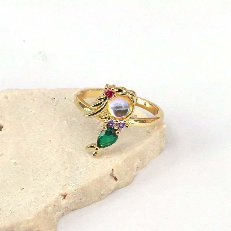 Ig Style Vintage Style Simple Style Mermaid Copper Gold Plated Zircon Open Rings In Bulk