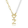 Commute Letter Stainless Steel Plating Inlay Pearl 14k Gold Plated Necklace