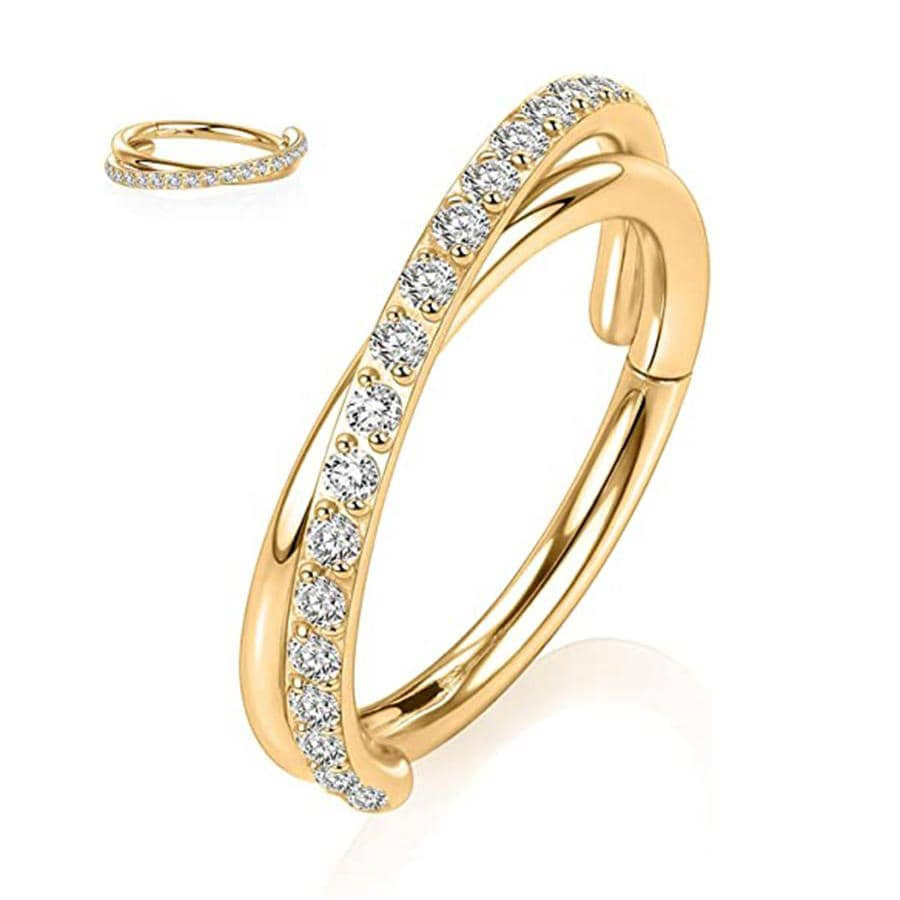 1 Piece Nordic Style Roman Style British Style Solid Color Plating Inlay Carving Stainless Steel Titanium Steel Zircon 18k Gold Plated Gold Plated Earrings