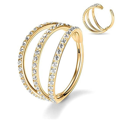 1 Piece Nordic Style Roman Style British Style Solid Color Plating Inlay Carving Stainless Steel Titanium Steel Zircon 18k Gold Plated Gold Plated Earrings