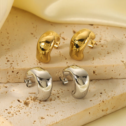 1 Pair Ig Style Vintage Style Simple Style C Shape Plating Three-dimensional Stainless Steel 18k Gold Plated White Gold Plated Gold Plated Ear Studs