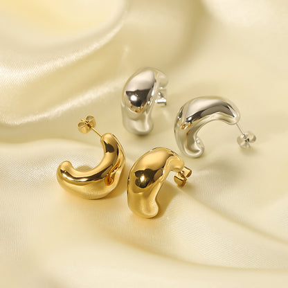 1 Pair Ig Style Vintage Style Simple Style C Shape Plating Three-dimensional Stainless Steel 18k Gold Plated White Gold Plated Gold Plated Ear Studs