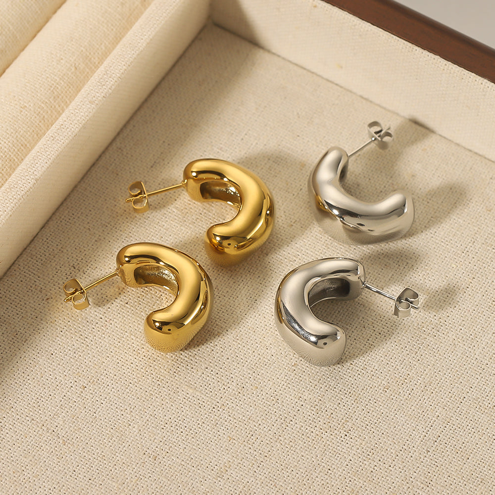 1 Pair Ig Style Vintage Style Simple Style C Shape Plating Three-dimensional Stainless Steel 18k Gold Plated White Gold Plated Gold Plated Ear Studs