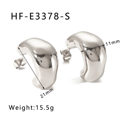 1 Pair Ig Style Vintage Style Simple Style C Shape Plating Three-dimensional Stainless Steel 18k Gold Plated White Gold Plated Gold Plated Ear Studs