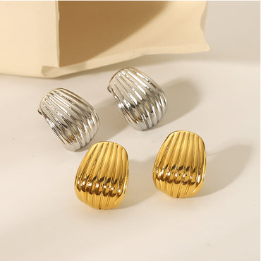 1 Pair Ig Style Vintage Style Simple Style Shell Plating Stainless Steel 18k Gold Plated White Gold Plated Gold Plated Ear Studs