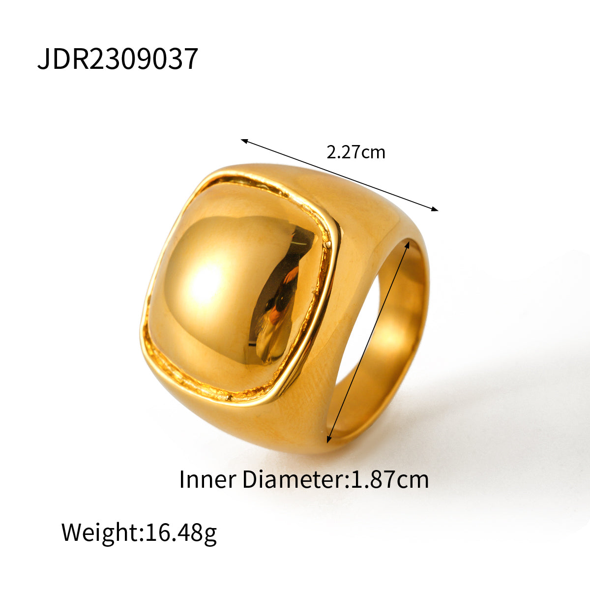 Ig Style Square Stainless Steel Plating 18k Gold Plated Rings