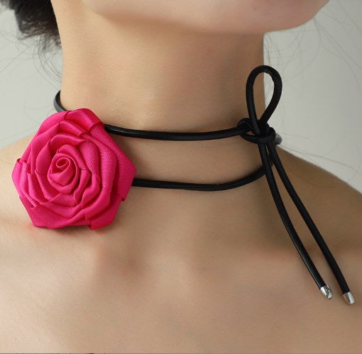 Sweet Flower Ribbon Women's Choker