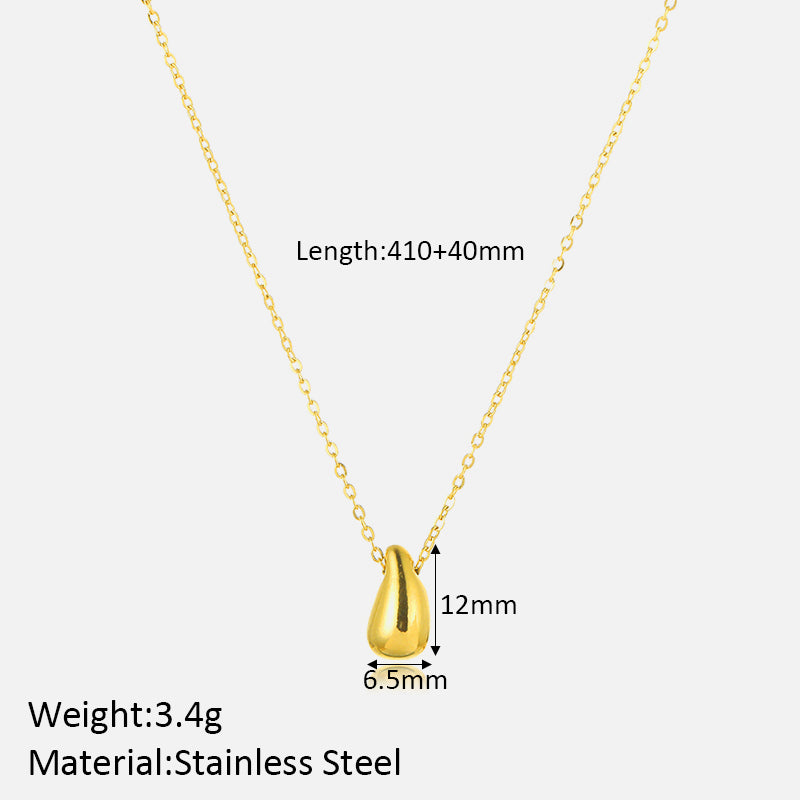 Elegant Solid Color Stainless Steel Plating 18k Gold Plated Pendant Necklace