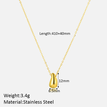 Elegant Solid Color Stainless Steel Plating 18k Gold Plated Pendant Necklace