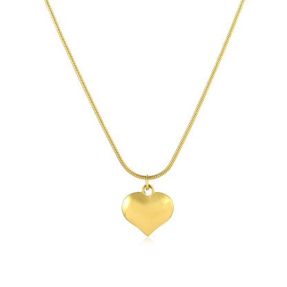 Elegant Heart Shape Solid Color Stainless Steel Plating 18k Gold Plated Pendant Necklace