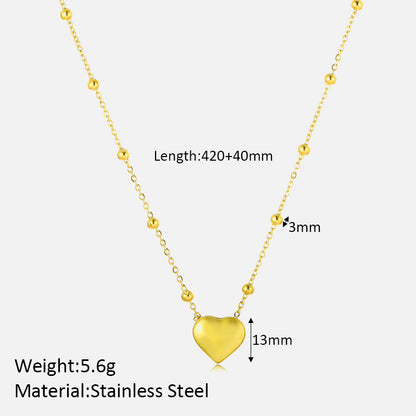 Elegant Heart Shape Solid Color Stainless Steel Plating 18k Gold Plated Pendant Necklace