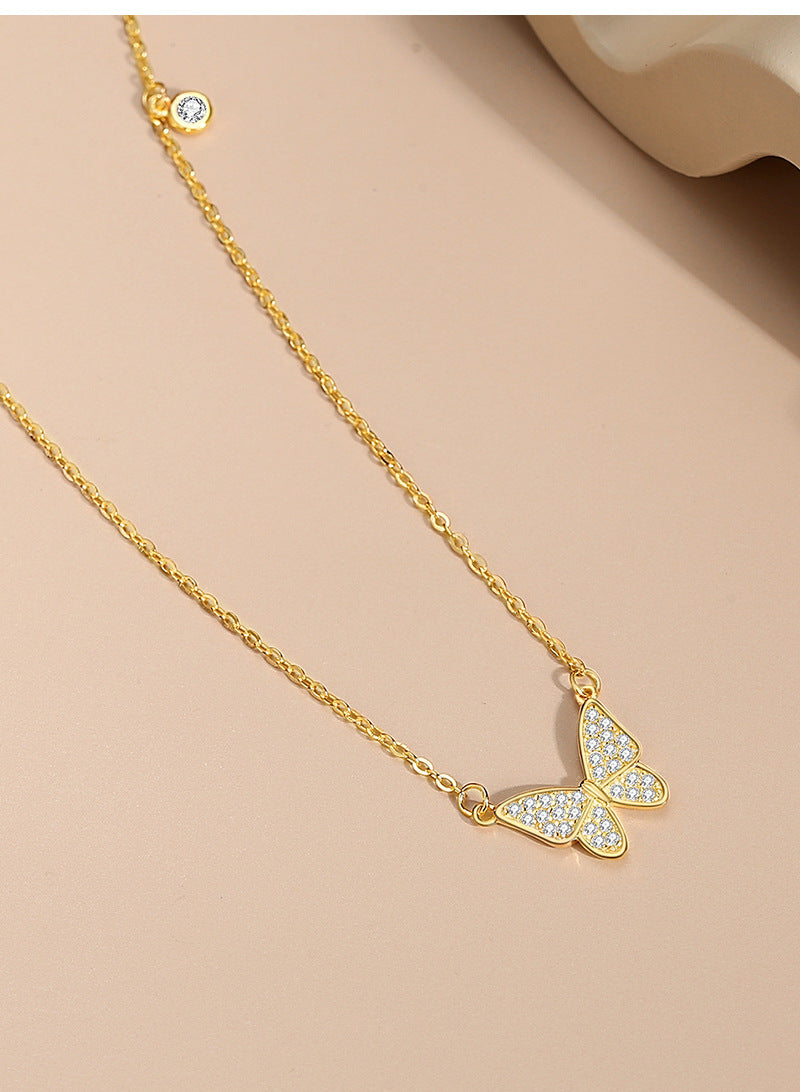 Simple Style Bow Knot Sterling Silver Plating Inlay Zircon Pendant Necklace