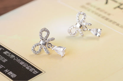 1 Pair Sweet Bow Knot Plating Inlay Copper Zircon White Gold Plated Ear Studs