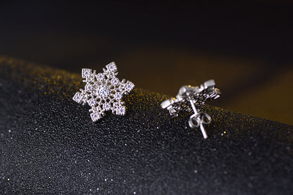 1 Pair Sweet Snowflake Inlay Copper Zircon Ear Studs