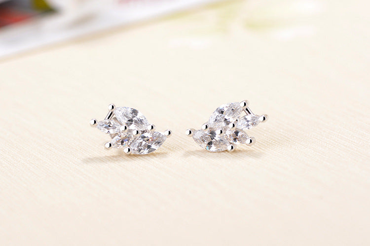 1 Pair Lady Wings Inlay Copper Zircon Ear Studs