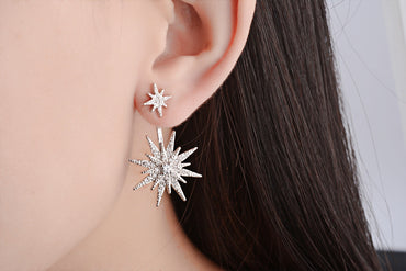 1 Pair Lady Star Plating Inlay Copper Pearl Zircon White Gold Plated Drop Earrings