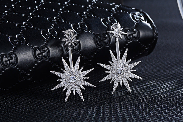 1 Pair Lady Star Plating Inlay Copper Pearl Zircon White Gold Plated Drop Earrings