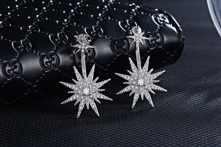 1 Pair Lady Star Plating Inlay Copper Pearl Zircon White Gold Plated Drop Earrings