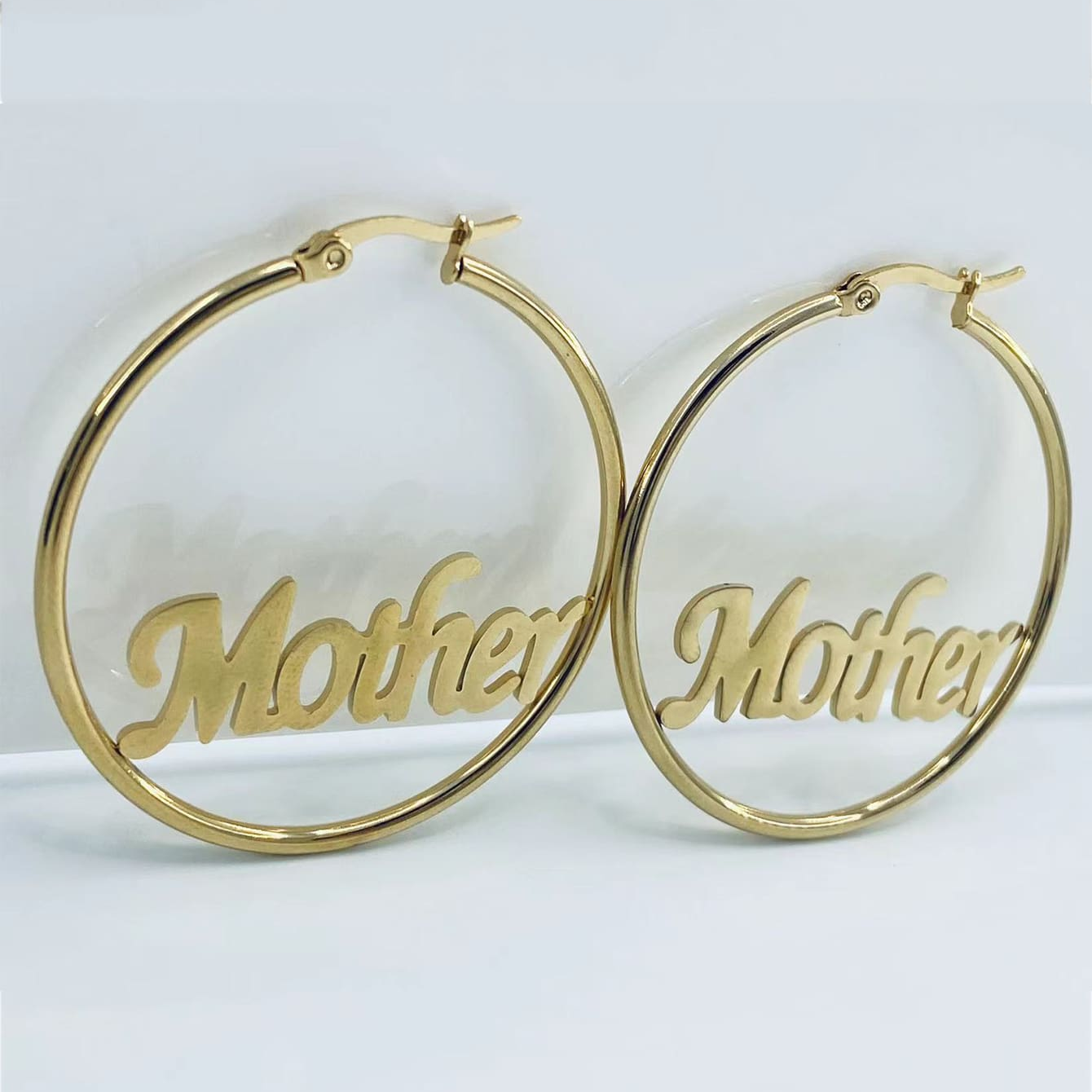 1 Pair Simple Style Round Letter Plating Hollow Out Stainless Steel 18k Gold Plated Silver Plated Earrings