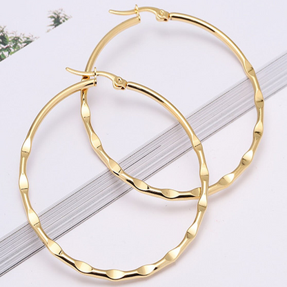 1 Pair Simple Style Round Letter Plating Hollow Out Stainless Steel 18k Gold Plated Silver Plated Earrings