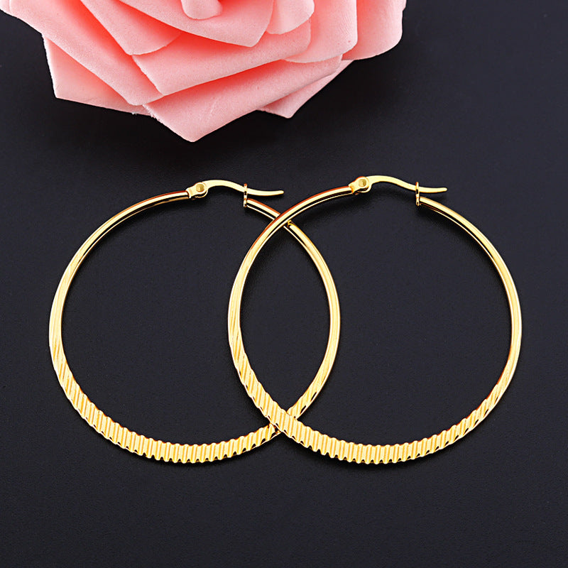 1 Pair Simple Style Round Letter Plating Hollow Out Stainless Steel 18k Gold Plated Silver Plated Earrings