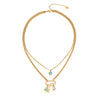 Commute Square Star Snake Stainless Steel Plating Inlay Turquoise Zircon Double Layer Necklaces