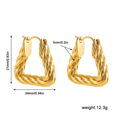 1 Pair Vintage Style Geometric Heart Shape Plating Stainless Steel Titanium Steel Hoop Earrings