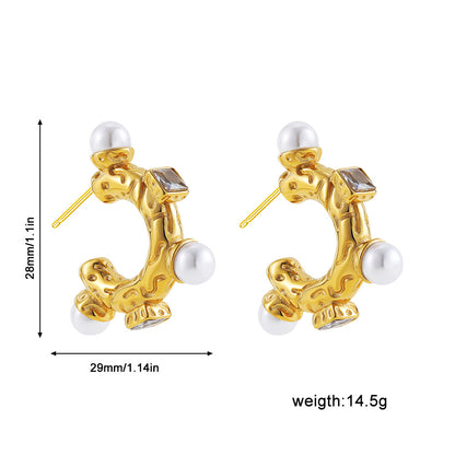 1 Pair Vintage Style U Shape Water Droplets Plating Stainless Steel Ear Studs