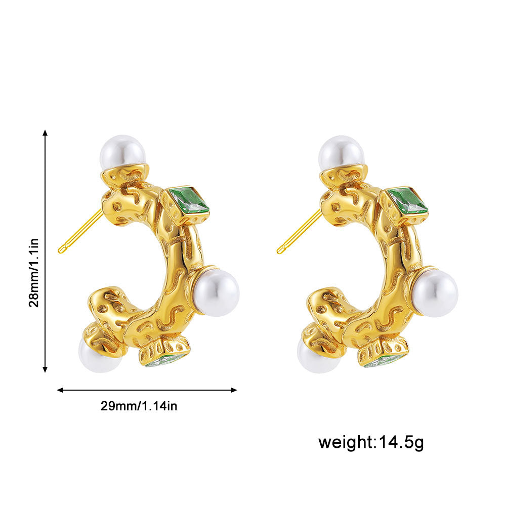 1 Pair Vintage Style U Shape Water Droplets Plating Stainless Steel Ear Studs