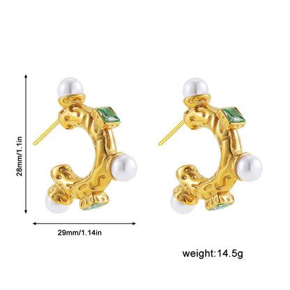 1 Pair Vintage Style U Shape Water Droplets Plating Stainless Steel Ear Studs