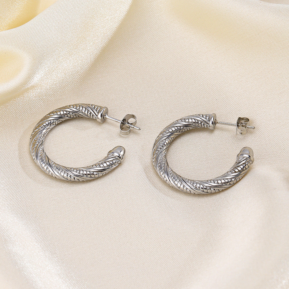 1 Pair Casual C Shape Plating Stainless Steel 14k Gold Plated Ear Studs