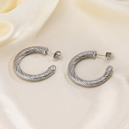 1 Pair Casual C Shape Plating Stainless Steel 14k Gold Plated Ear Studs