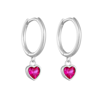 1 Pair Vintage Style Heart Shape Plating Inlay Sterling Silver Zircon Drop Earrings