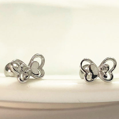 1 Pair Simple Style Butterfly Plating Inlay Sterling Silver Zircon Ear Studs