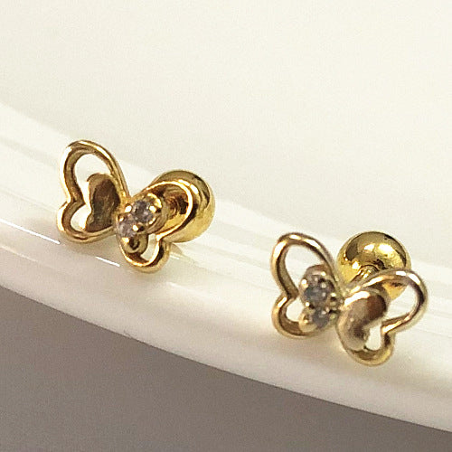 1 Pair Simple Style Butterfly Plating Inlay Sterling Silver Zircon Ear Studs