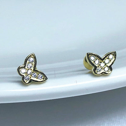 1 Pair Simple Style Butterfly Plating Inlay Sterling Silver Zircon Ear Studs