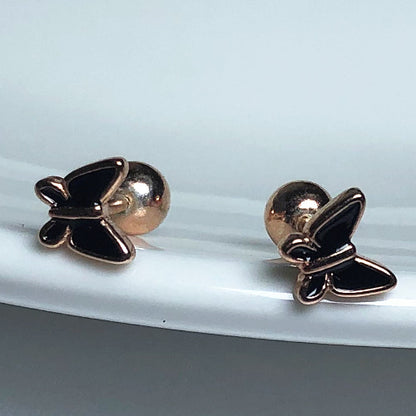 1 Pair Simple Style Butterfly Plating Inlay Sterling Silver Zircon Ear Studs