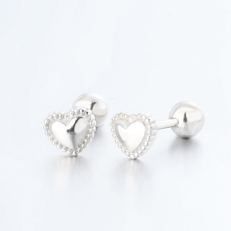 1 Pair Simple Style Heart Shape Plating Sterling Silver Ear Studs