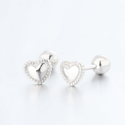 1 Pair Simple Style Heart Shape Plating Sterling Silver Ear Studs